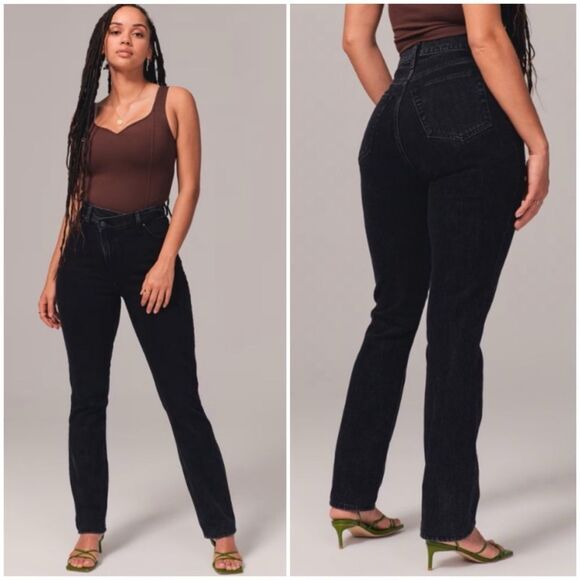 Abercrombie Fitch Curve Love 90’s Slim Straight Ultra High Rise Jeans 25/0 Short - Picture 1 of 16